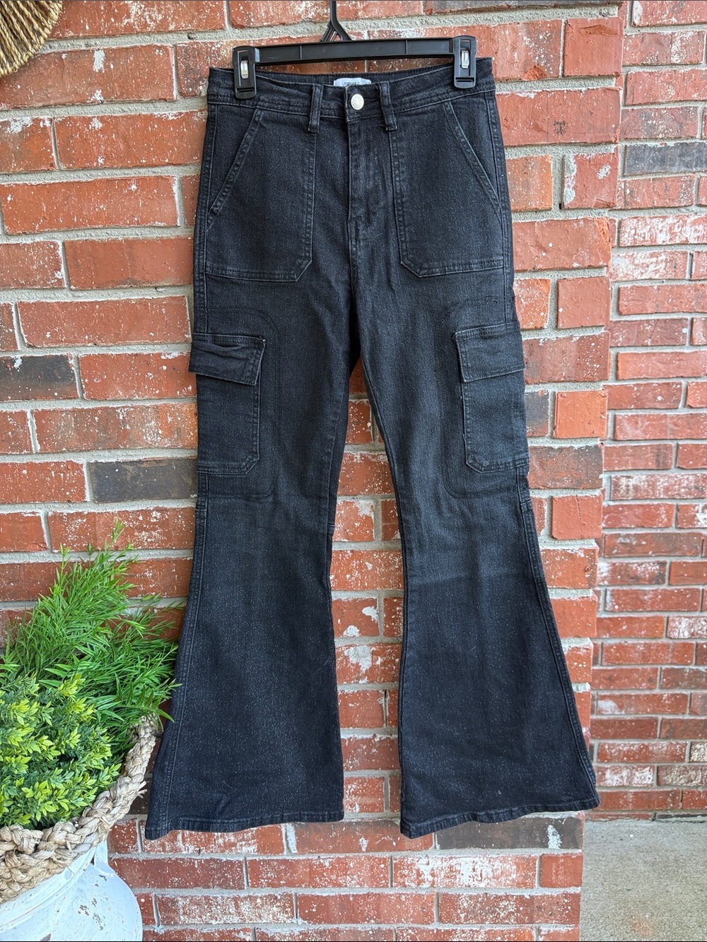 Forever 21 Black GLITTER Flared Cargo Jeans 🖤